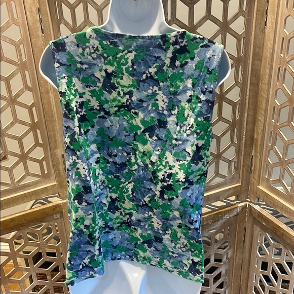 Croft & Barrow Floral Sleeveless Top - Blue and Green Size M - Picture 5 of 11